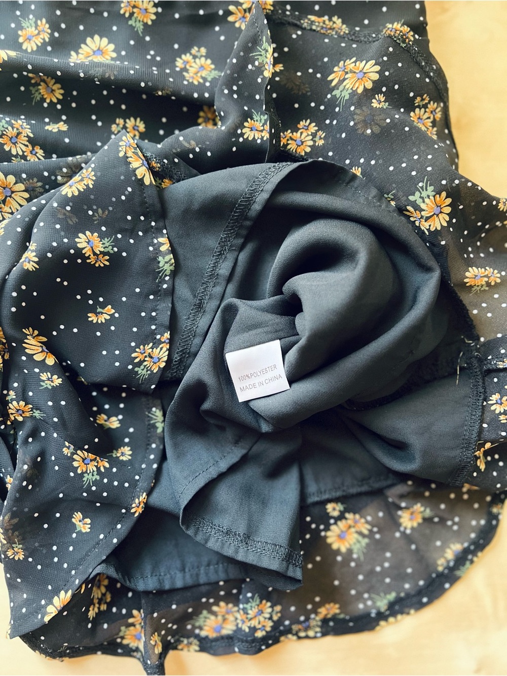 Princess Polly Black Sunflower Parvati Mini Dress with Sheer Balloon Sleeves - Picture 10 of 13